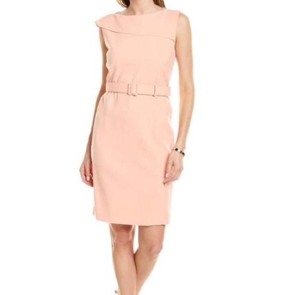 Lafayette 148 New York Smith Sheath Dress Belted Sleeveless Career Cocktail Chic